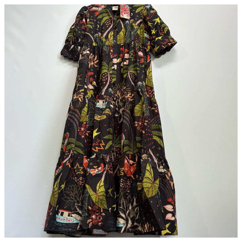 NWT Farm Rio Whimsical Printed Button front Shirt Maxi Dress, M - Picture 6 of 17